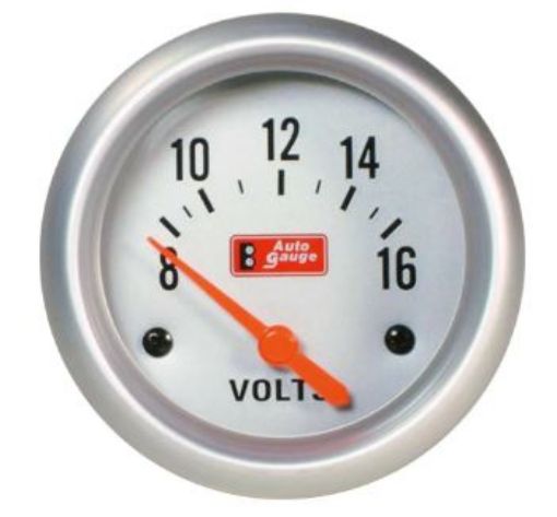 Billede af Autogauge voltmeter - Hvid - LAGERSALG